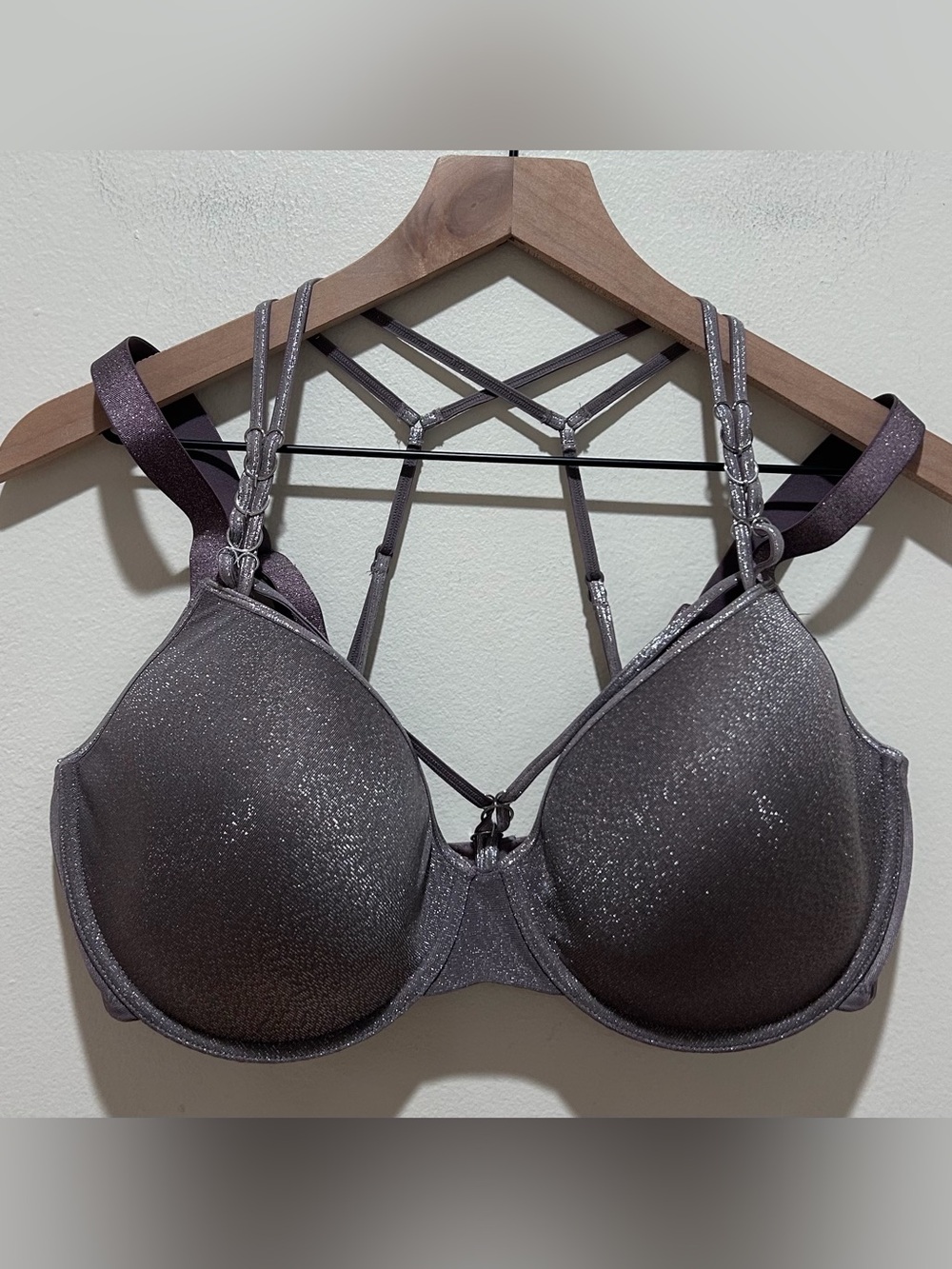 Marlies Dekkers Manjira Plunge Push-up Sparkly Silver Bra - Women’s Size 40DD